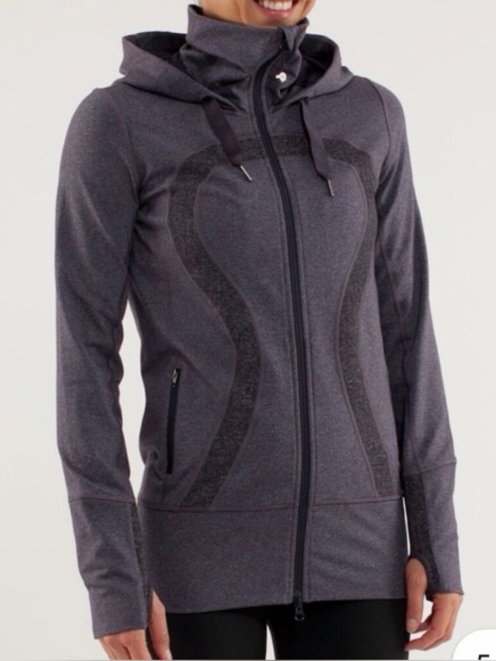 Lululemon Stride Jacket Purple Full Zip Hooded Jacket Hoodie Thumbholes - Size 8